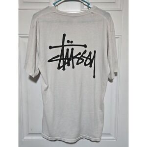 Stussy Tee Shirt - White - Mens Size Medium  Distressed